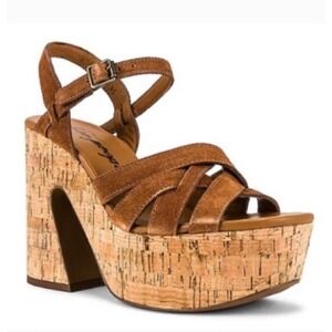 Free People Lisbon Mj Platform Sandals in Brandy Suede Size EU 40